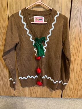 Tipsy Elves Women’s Gingerbread Man Cardigan Small NWT Christmas Sweater